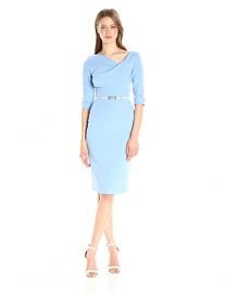 Black Halo Women s 3 4 Sleeve Jackie O Dress in Twinkle Blue at Amazon